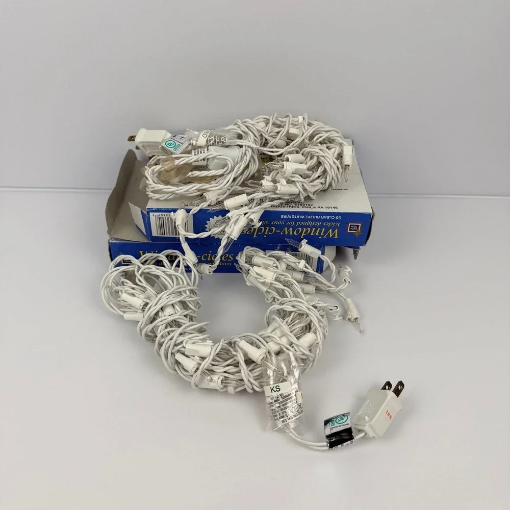 Vintage Santa Trim Window-cicles Lights 32in 50 light E2E Connect White Set of 2